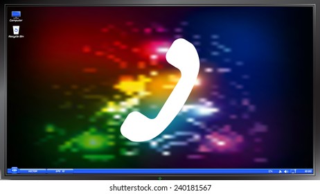 Call Button. Phone Icon. Handset Icon on the screen monitor. Made vector illustration