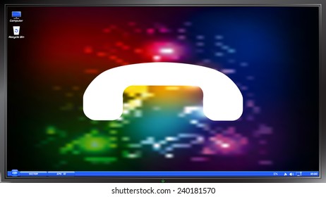 Call Button. Phone Icon. Handset Icon on the screen monitor. Made vector illustration