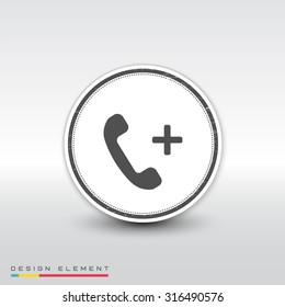 Call Button. Phone Icon. Handset Icon. Flat design style. Made vector illustration. Emblem or label with shadow.