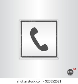 Call Button. Phone Icon. Handset Icon. Flat design style. Made vector illustration. Emblem or label with shadow.
