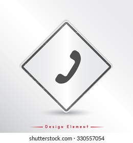 Call Button. Phone Icon. Handset Icon. Flat design style. Made vector illustration. Emblem or label with shadow.