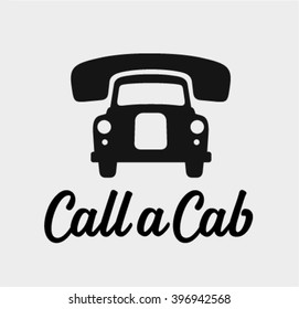 Call a cab, taxi service icon, cause a car by phone symbol, order taxi vector illustration