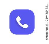 Call, calling icon vector isolated on round square background