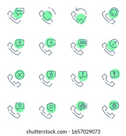 call, calling, telephone colored outline icon set. simple sign for public telephone icon concept. vector illustration. 