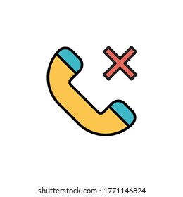 llama a cancelar el icono de la ilustración del vector de contorno de forma completa estilo de color. aislado en fondo blanco