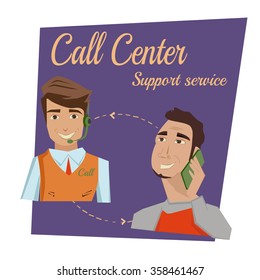 Call canter. Support service. Vector illustration.
