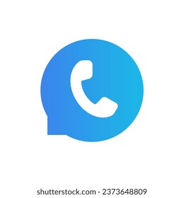 Rufen Sie das Handy-Chat-Symbol auf. Vektor-blauer Support-Button