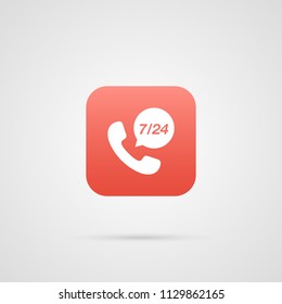call center 24 hour vector icon logo. App symbol