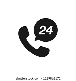 call center 24 hour vector icon logo. App symbol