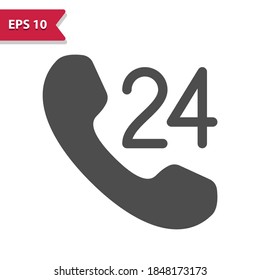 Call Center - 24 Hours Customer Support Icon. Professional, pixel perfect icon, EPS 10 format.
