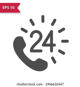 Call Center - 24 Hours Customer Support Icon. Professional, pixel perfect icon, EPS 10 format.
