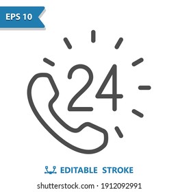 Call Center - 24 Hours Customer Support Icon. Professional, pixel perfect icon, EPS 10 format.