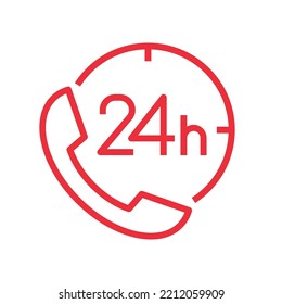 Call center 24 hours icon, Operator customer support symbol, Help center, Technical social support, All day business and service, Vector design illustration