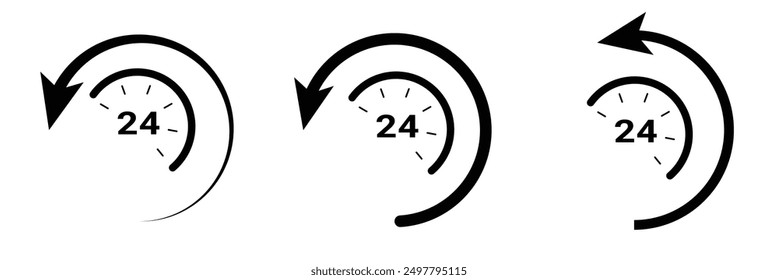 Centro de llamadas 24 horas icono con auriculares, símbolo de Asistencia al cliente del operador, centro de ayuda, Asistencia social técnica, todo el día negocio y servicio, ilustración de diseño de Vector