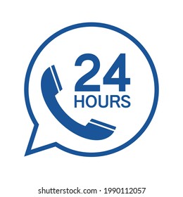 Call center 24 hours inside bubble speech icon, Operator customer support symbol, Help center, Technical social support, All day business and service, Vector design illustration