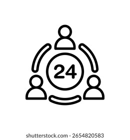 Centro de llamadas 24 horas de Asistencia Esquema Icon Ilustración vectorial