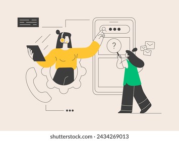 Call center abstract concept vector illustration. Handling call system, virtual help center, customer service point, product support, market research and communication software abstract metaphor.