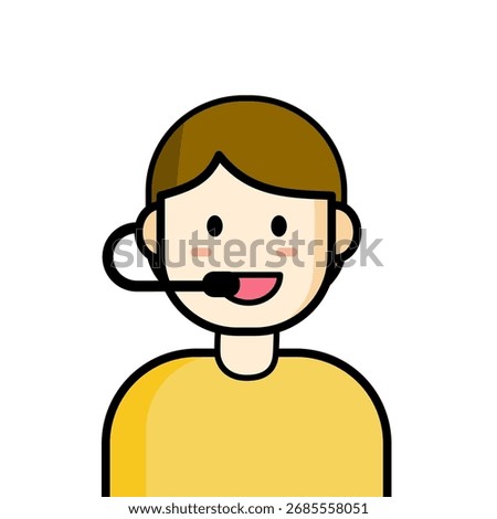 Call center agent avatar on white background.