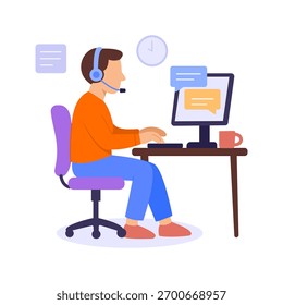 Agente de Call Center, comunicando-se com os clientes para resolver problemas