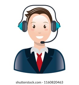 call center agent with headset
