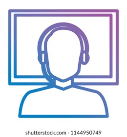 call center agent with headset and display