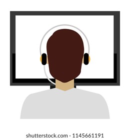 call center agent with headset and display