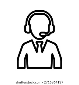 Ícone do agente de call center, gráficos de vetor de linha