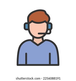 Imagen vectorial del icono del agente del centro de llamadas. Adecuado para aplicaciones móviles, aplicaciones web y medios impresos.