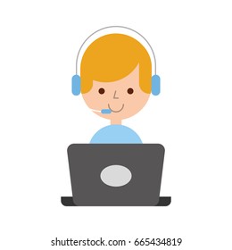 call center agent with laptop avatar