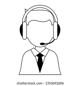 Call center agent operator avatar black and white