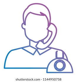call center agent with telephone