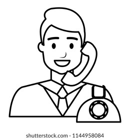 call center agent with telephone