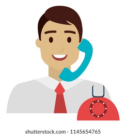 call center agent with telephone