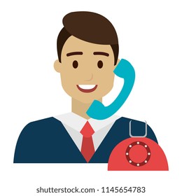 call center agent with telephone