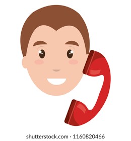 call center agent with telephone