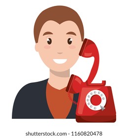 call center agent with telephone