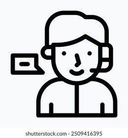 Call Center Agent Vector Icon, Support, Customer Care Icon. Avatar. Isolated Lineal Vector Icon.