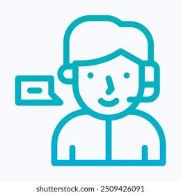 Icono del Vector del agente del centro de llamadas, Asistencia, icono del cuidado del Cliente. Avatar. Icono de degradado lineal aislado.