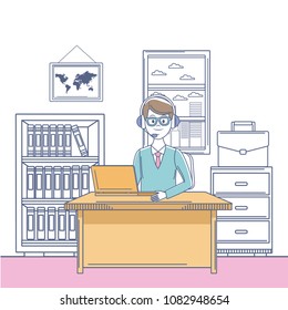 Call center agent working at office