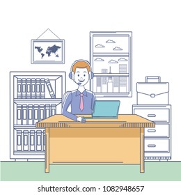 Call center agent working at office