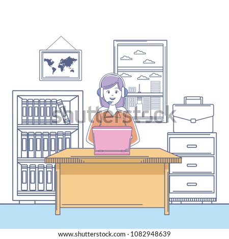 Call center agent working at office