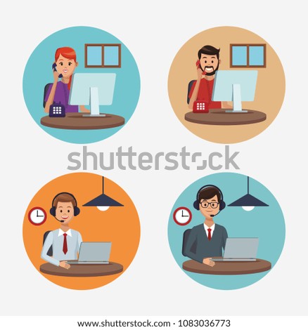 Call center agents cartoons