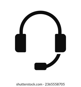Call center assistance or telemarketing icon - Headphones with microphone (Headset) vector illustration