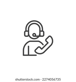Call center assistant line icon. linear style sign for mobile concept and web design. Support service outline vector icon. Symbol, logo illustration. Vector graphics