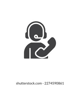 Call center assistant vector icon. filled flat sign for mobile concept and web design. Support service glyph icon. Symbol, logo illustration. Vector graphics
