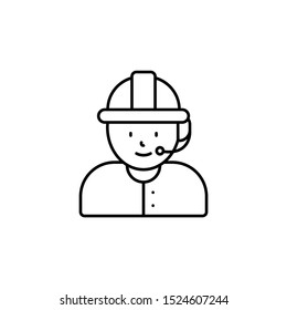 call center, avatar, engineer line icon on white background
