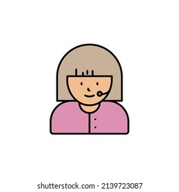 call center, avatar, girl line icon. Elements of call centre illustration icon. Premium quality graphic design icon. Can be used for web, logo, mobile app, UI, UX