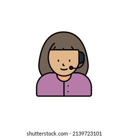 call center, avatar, girl line icon. Elements of call centre illustration icon. Premium quality graphic design icon. Can be used for web, logo, mobile app, UI, UX