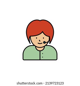 call center, avatar, girl line icon. Elements of call centre illustration icon. Premium quality graphic design icon. Can be used for web, logo, mobile app, UI, UX