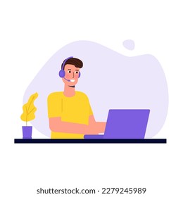 Aviso del centro de llamadas.  Icono А vatar. Ilustración vectorial.